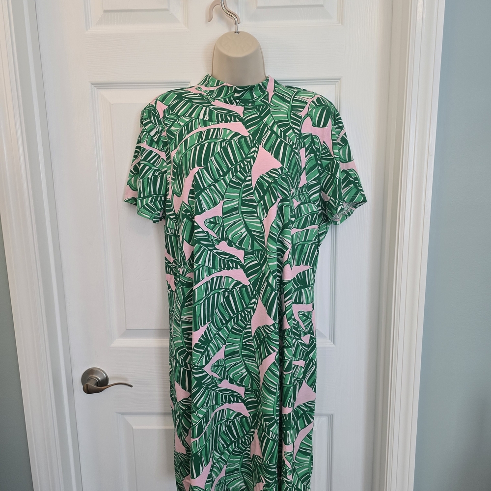 Lilly Pulitzer Lets Go Bananas Green and Pink Leaf Print Mini Dress